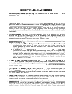 1 Year Lease Agreement Template HQ Printable Documents