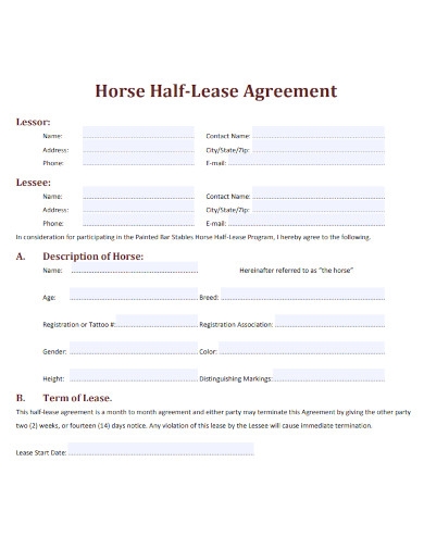10 FREE Horse Agreement Samples To Download