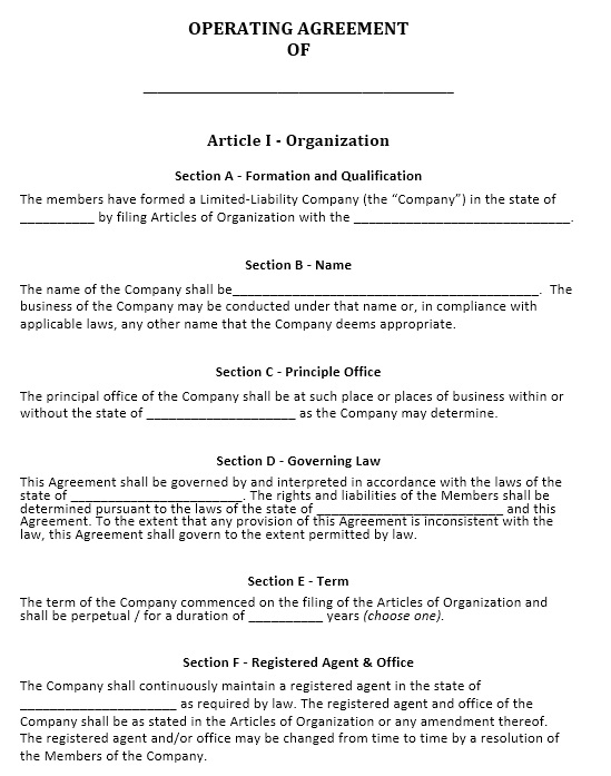 13 Free Sample Operating Agreement Templates Printable Samples