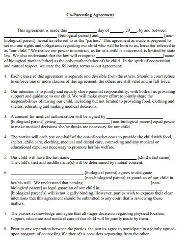16 FREE Co Parenting Agreement Samples To Download