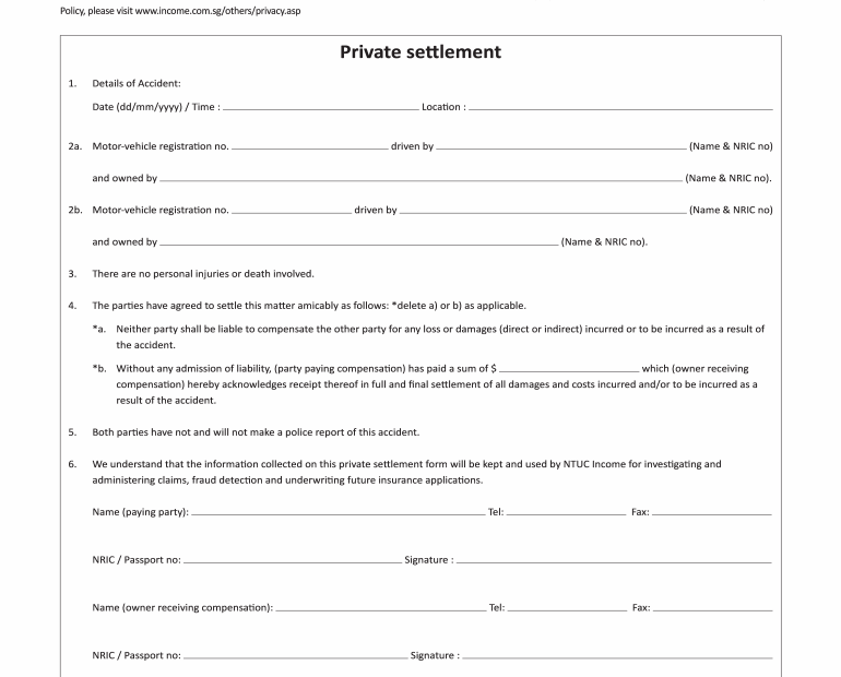 2014 2022 Form Private Settlement For Motor Accidents Fill Online