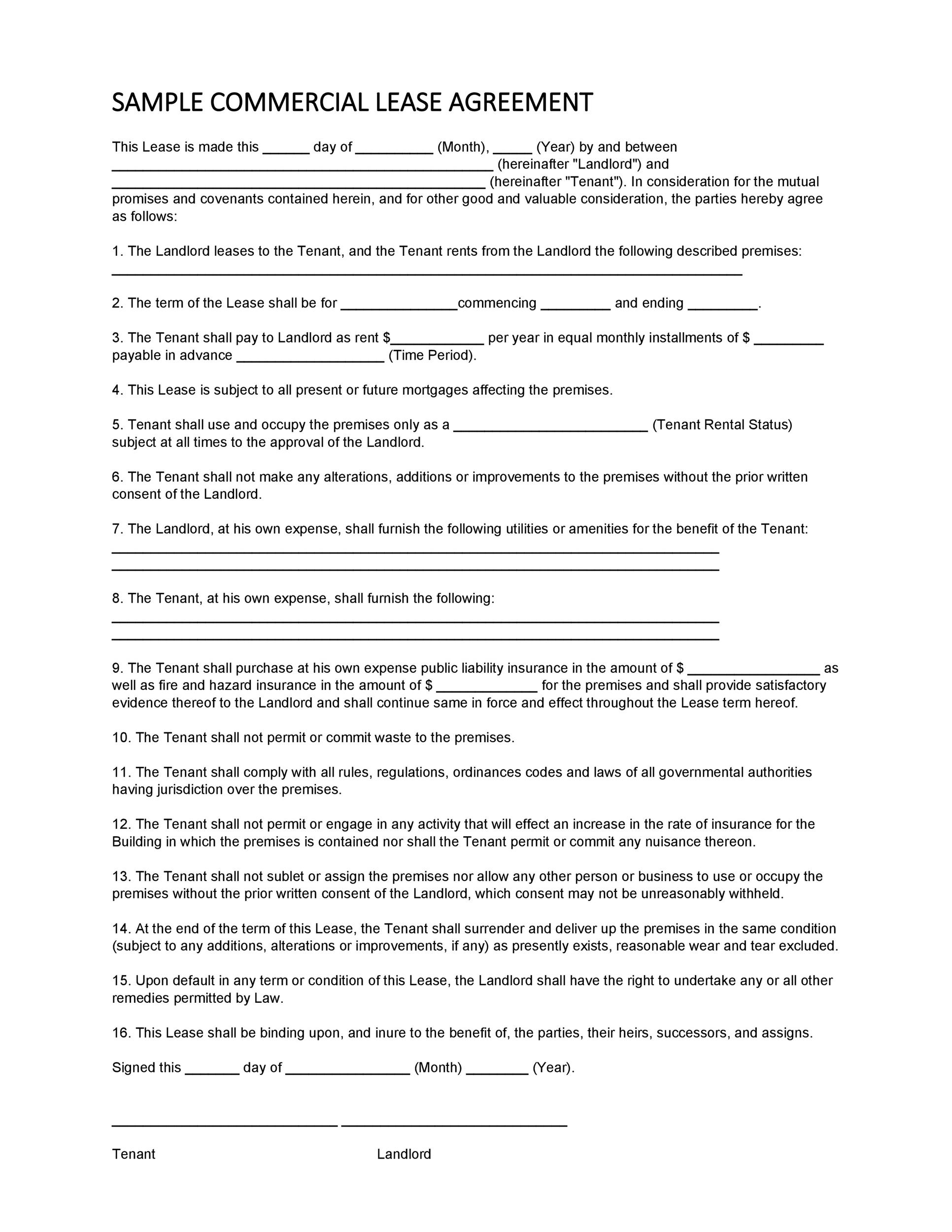 26 Free Commercial Lease Agreement Templates Template Lab