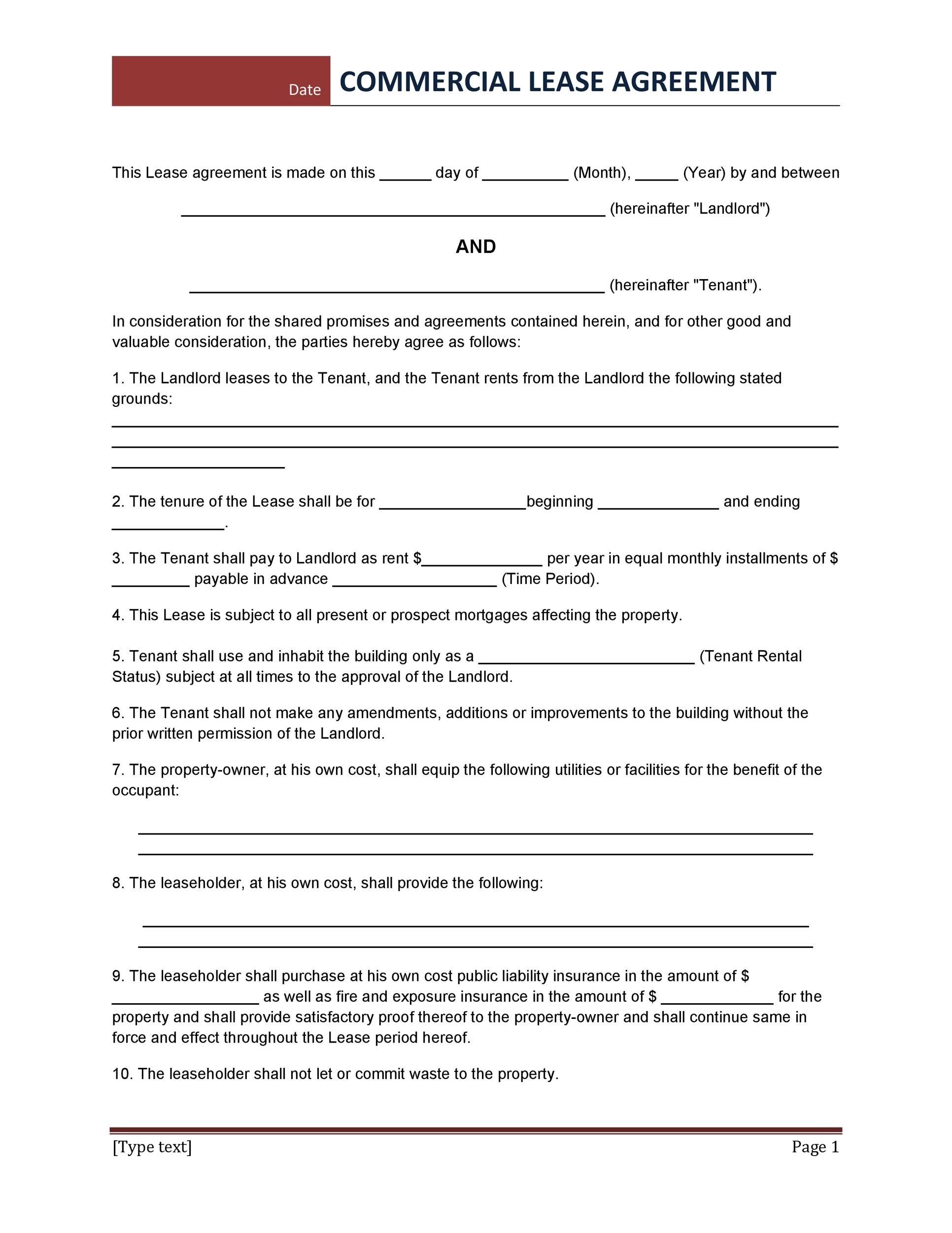 26 Free Commercial Lease Agreement Templates Template Lab