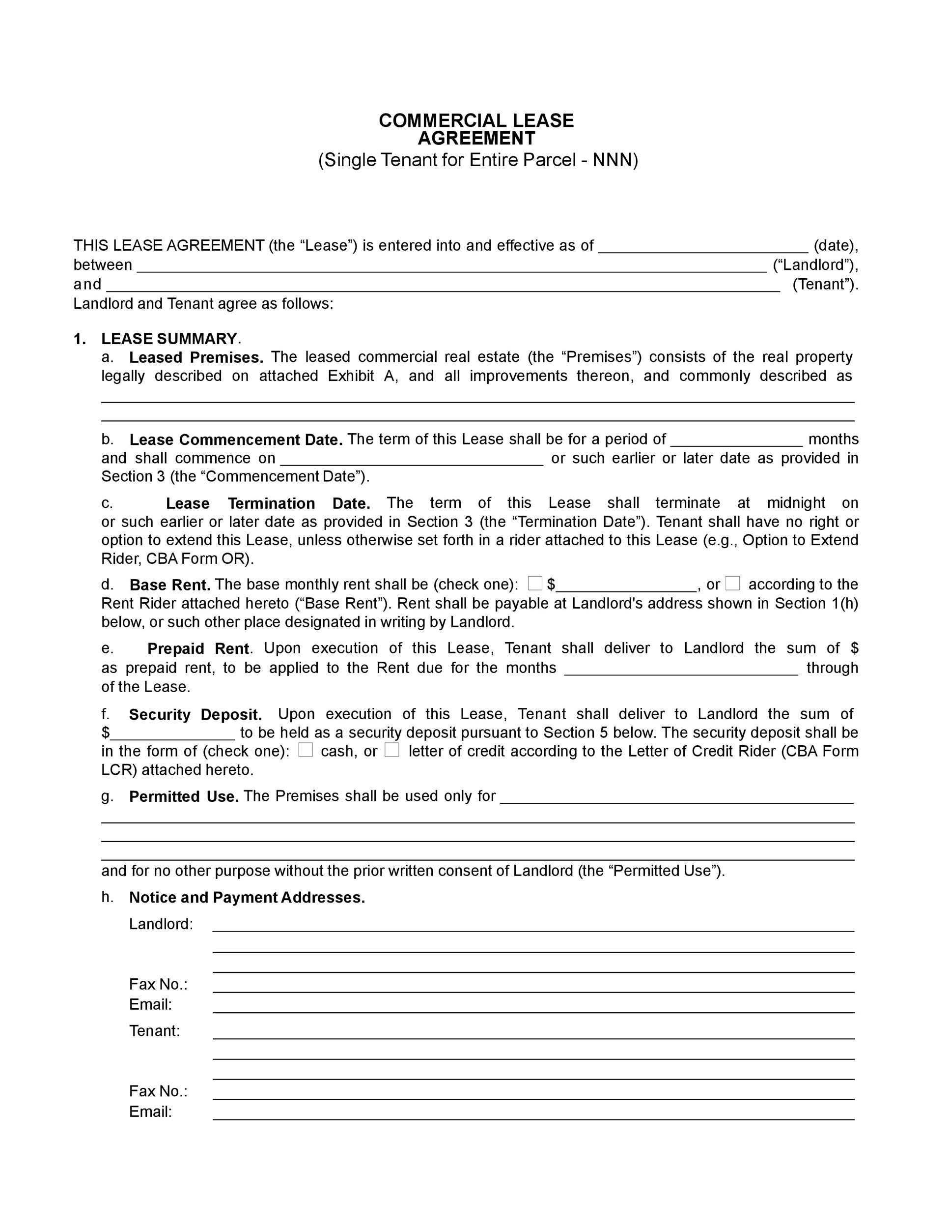 26 Free Commercial Lease Agreement Templates Template Lab