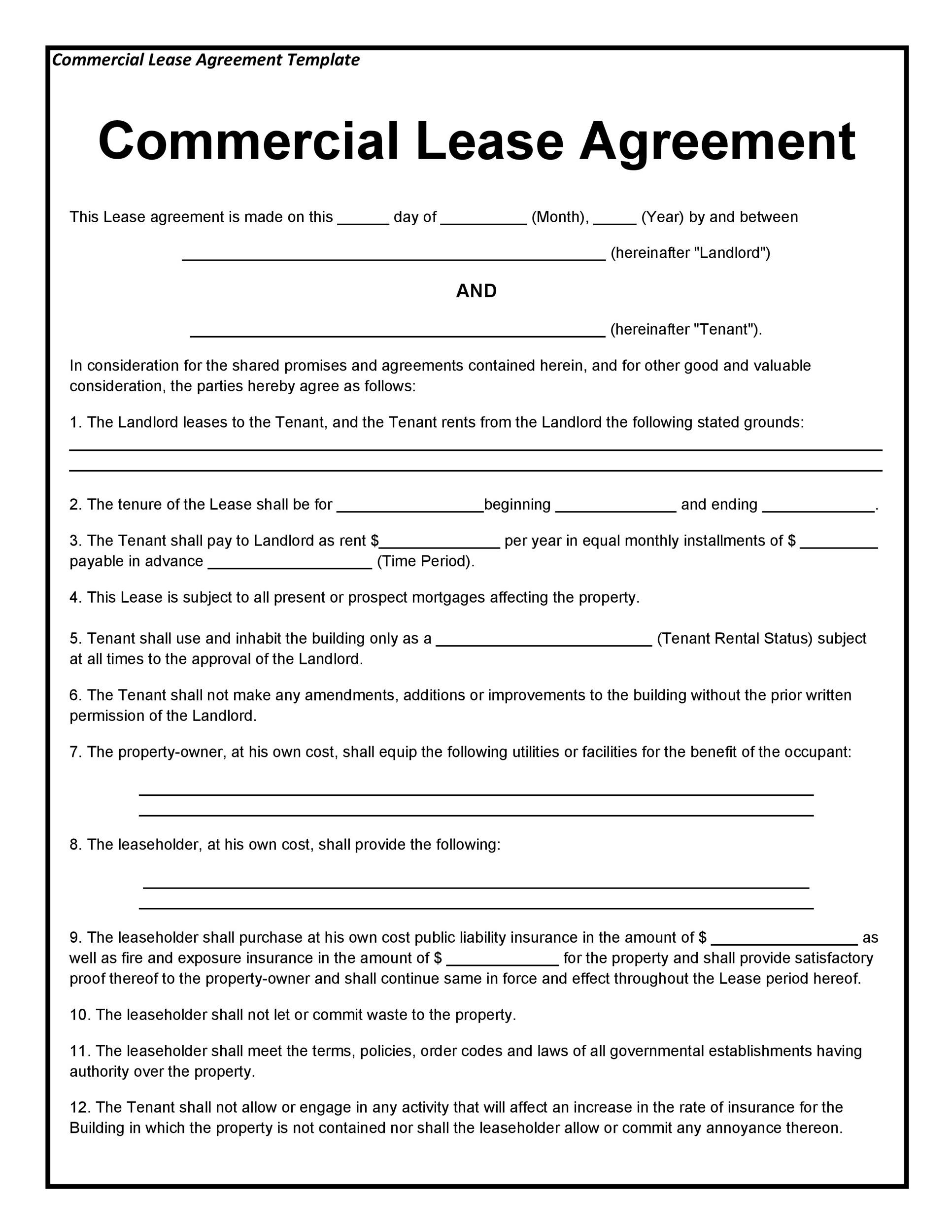 26 Free Commercial Lease Agreement Templates TemplateLab