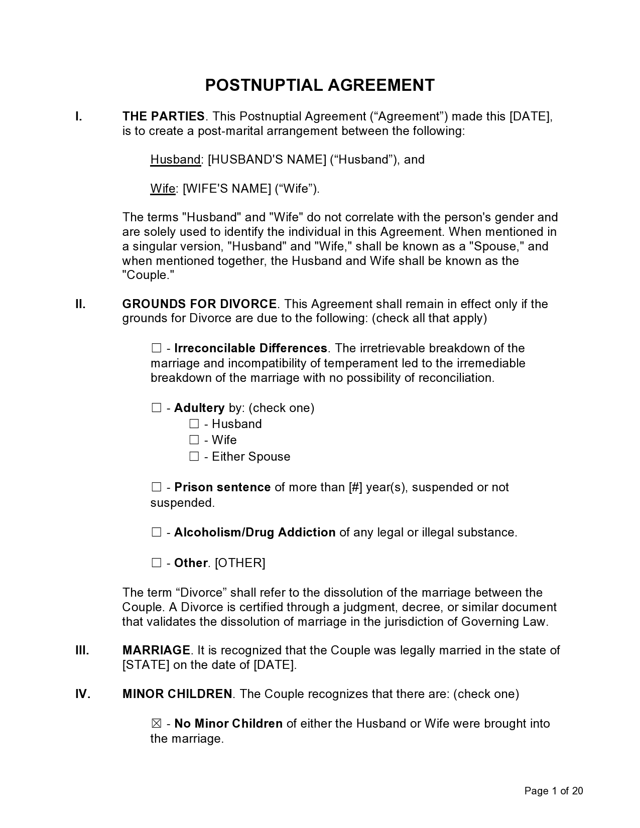 26 Free Post Nuptial Agreement Templates Word TemplateLab