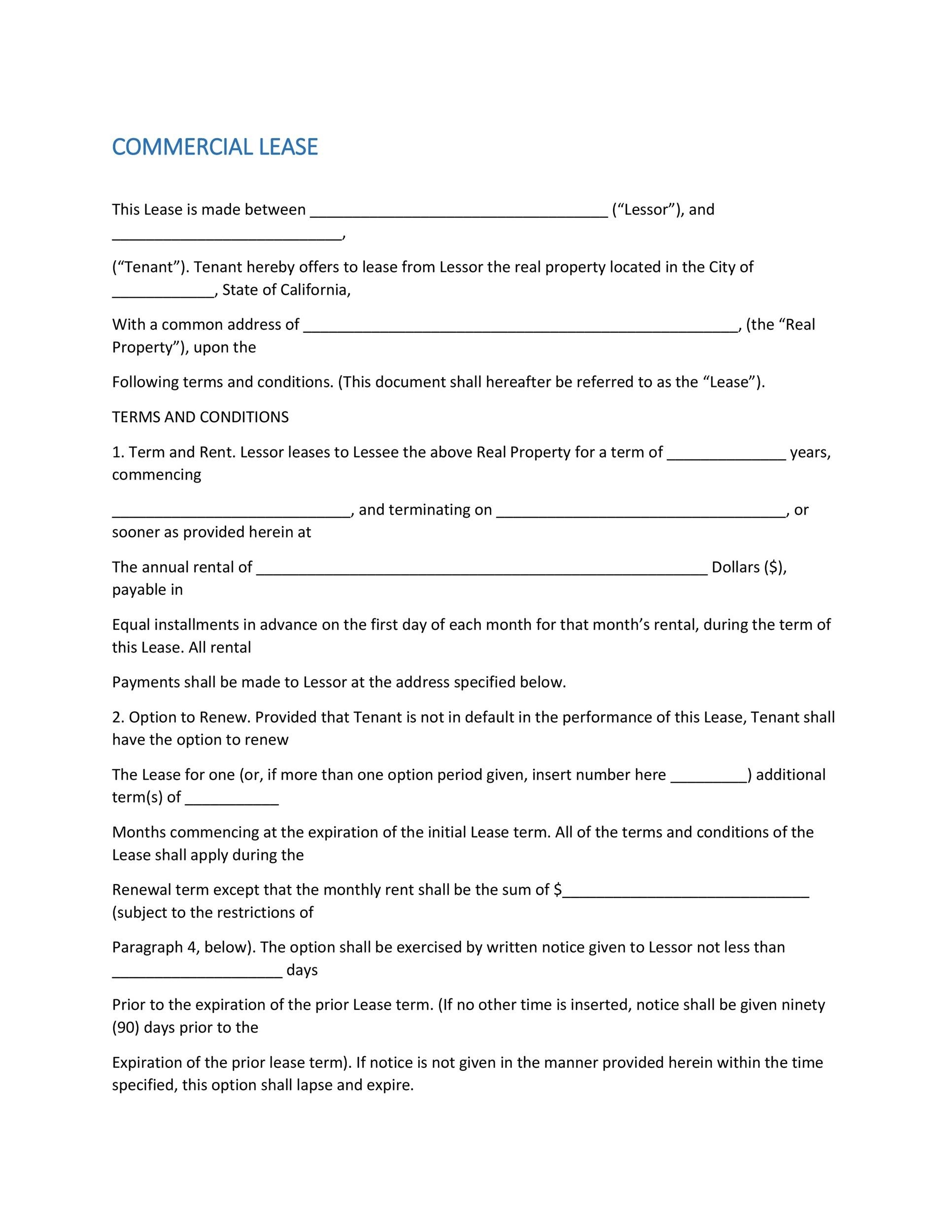 27 Free Commercial Lease Agreement Templates TemplateLab