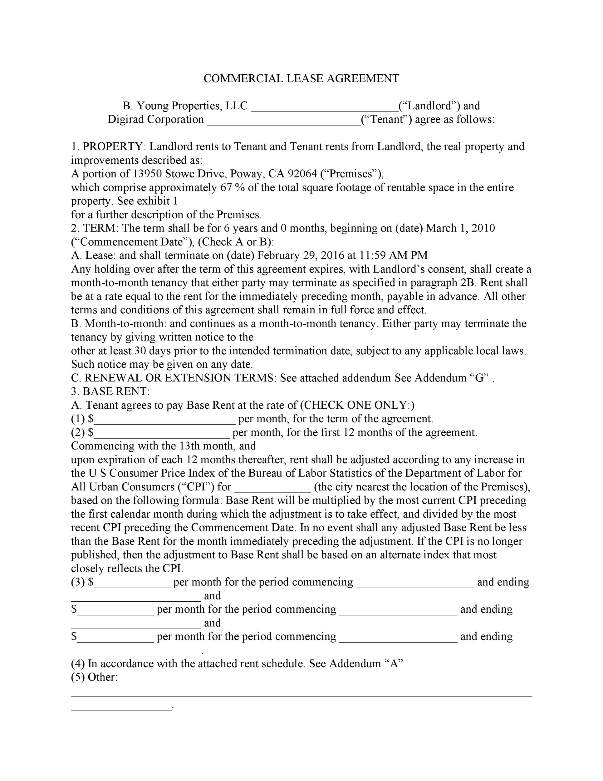 27 Free Commercial Lease Agreement Templates TemplateLab