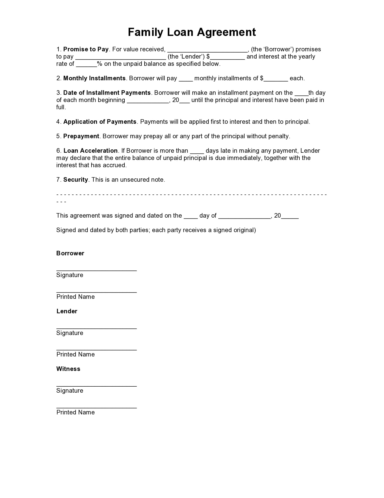 29 Simple Family Loan Agreement Templates 100 Free 