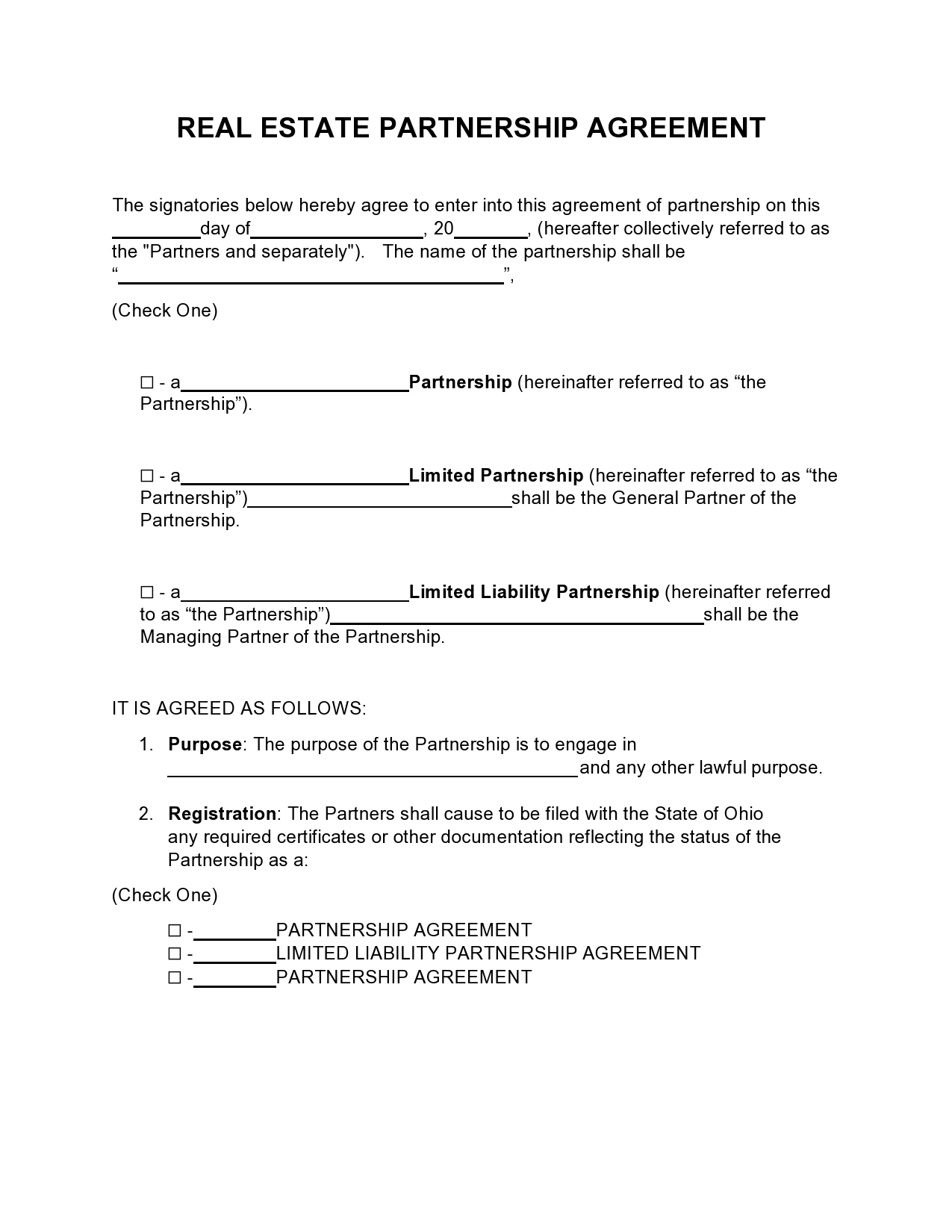 30 Best Real Estate Partnership Agreement Templates Word 
