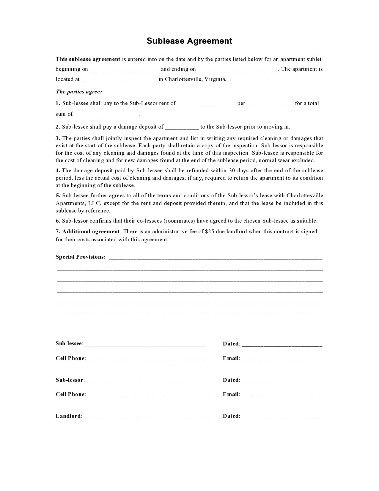 35 Free Sublease Agreement Templates Forms Word PDF 