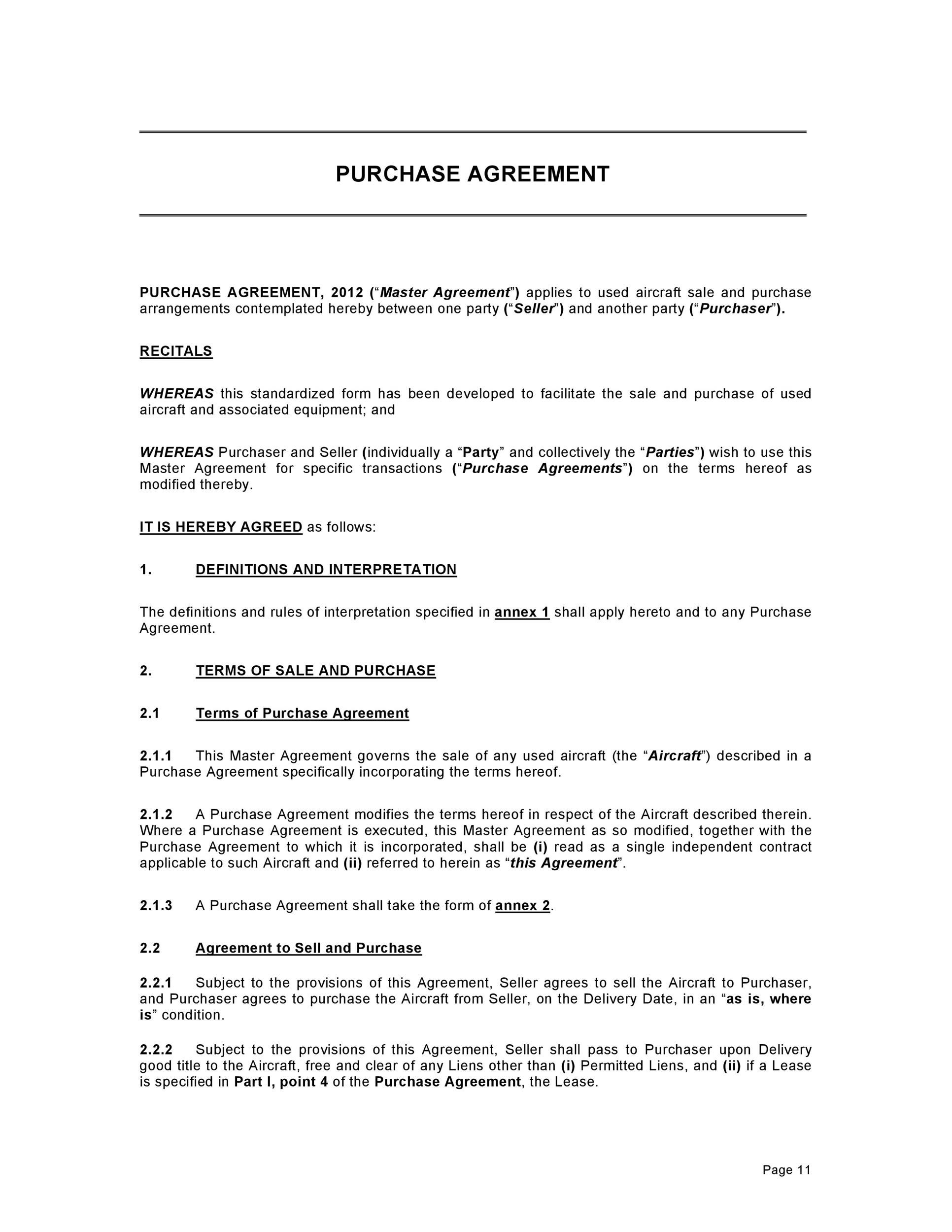 37 Simple Purchase Agreement Templates Real Estate Business 