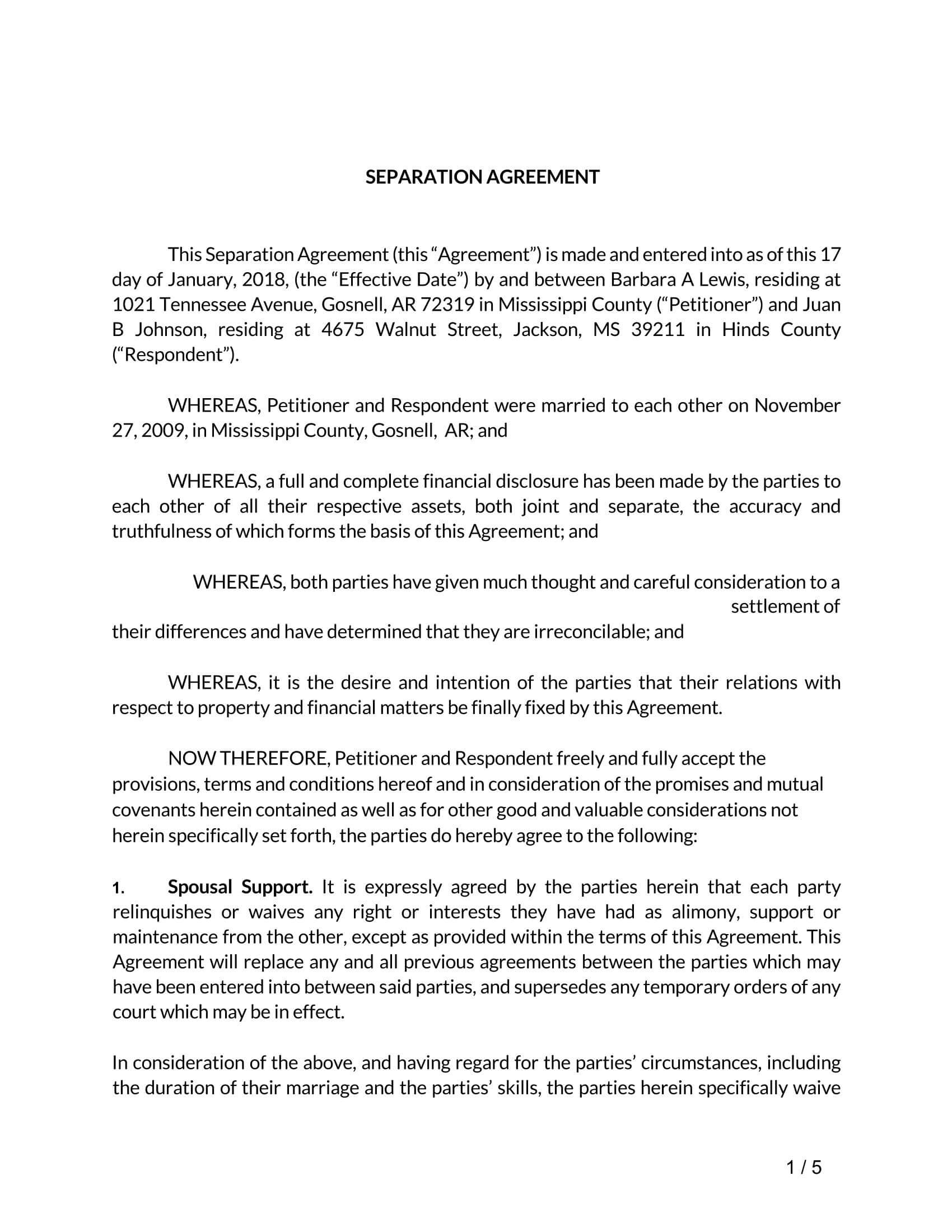 38 Free Separation Agreement Templates Word PDF 