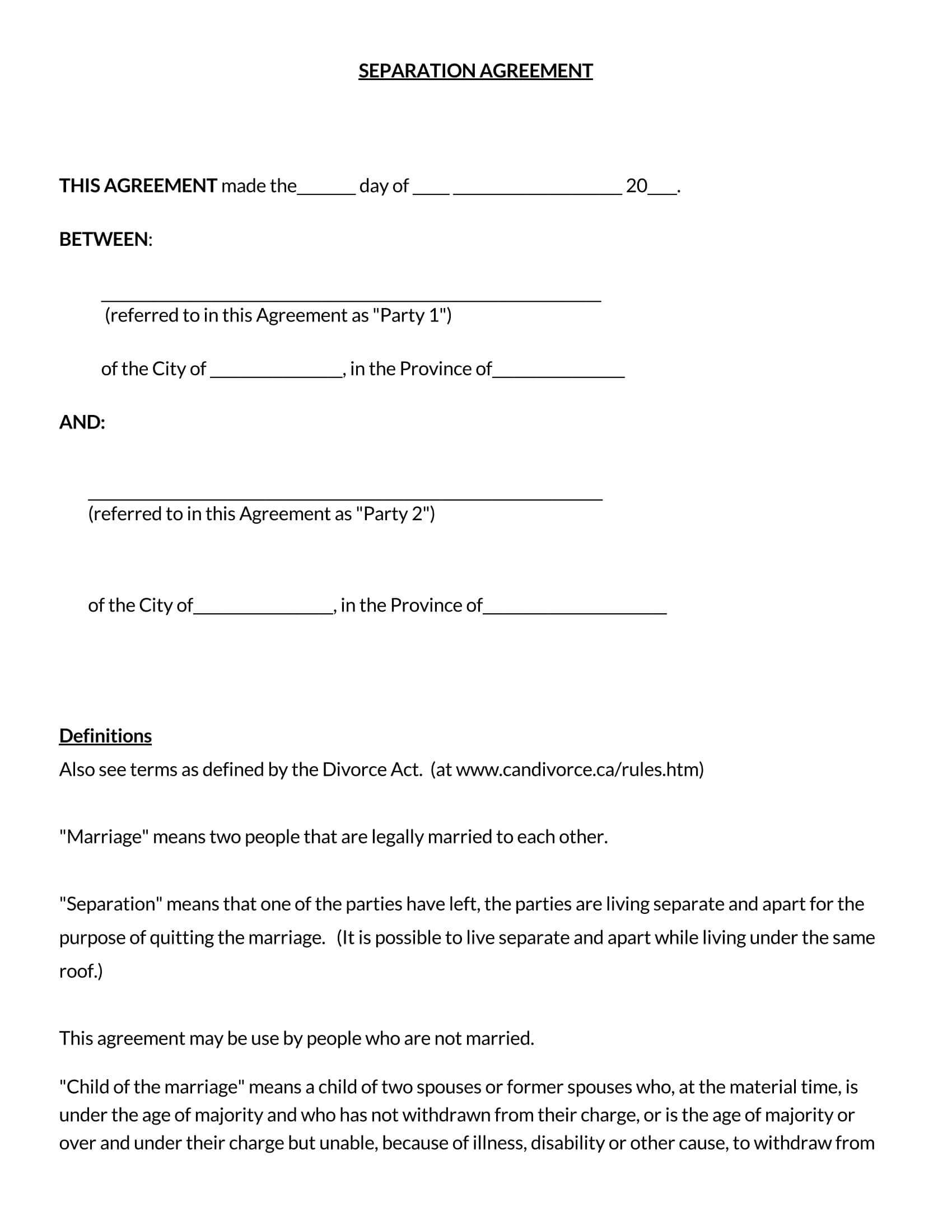 38 Free Separation Agreement Templates Word PDF 