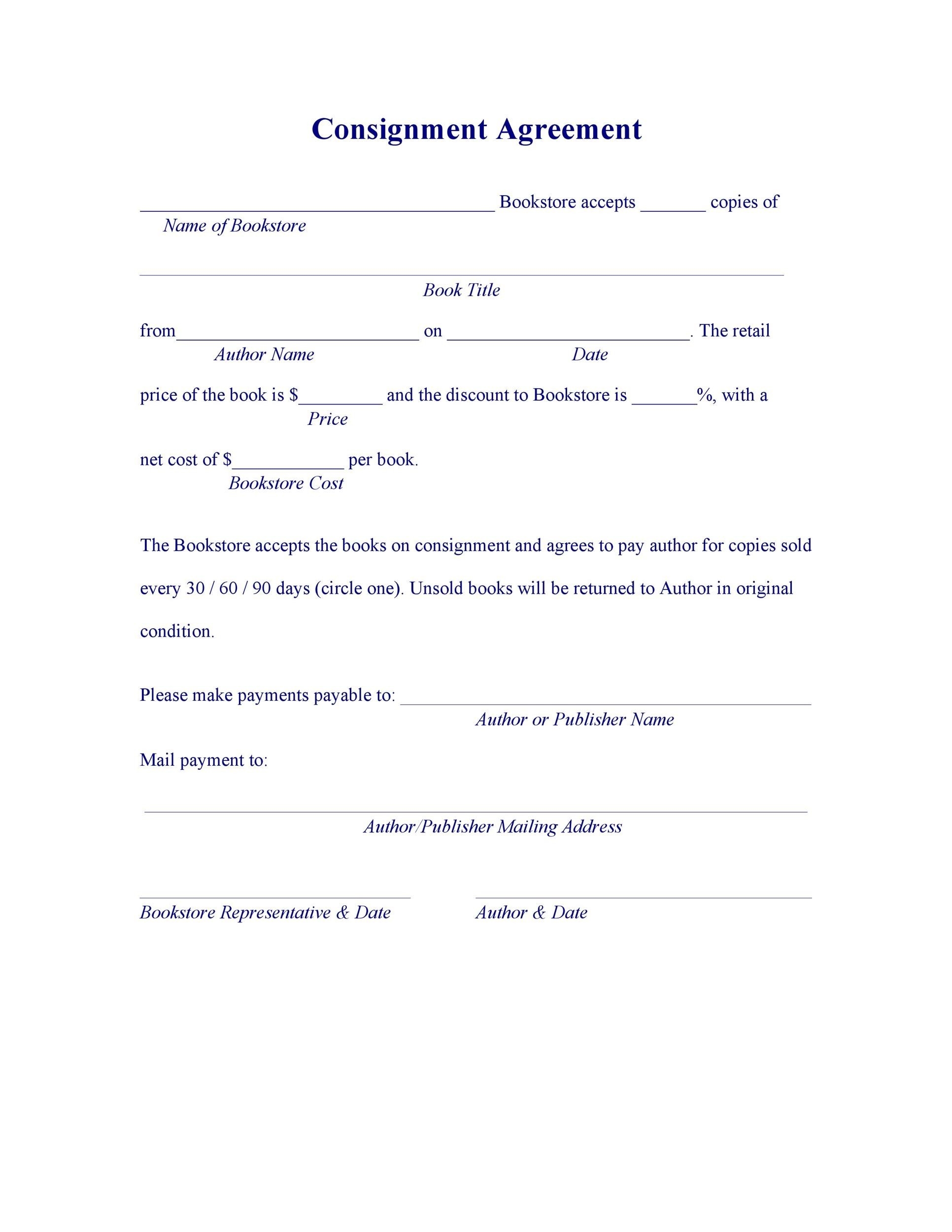 40 Best Consignment Agreement Templates Forms TemplateLab