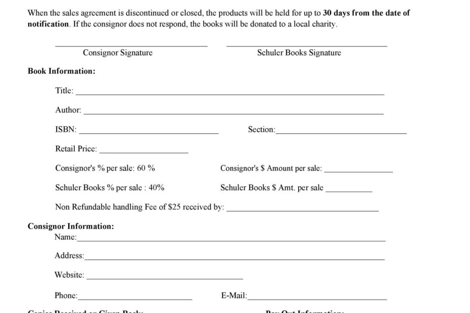 40 Best Consignment Agreement Templates Forms TemplateLab