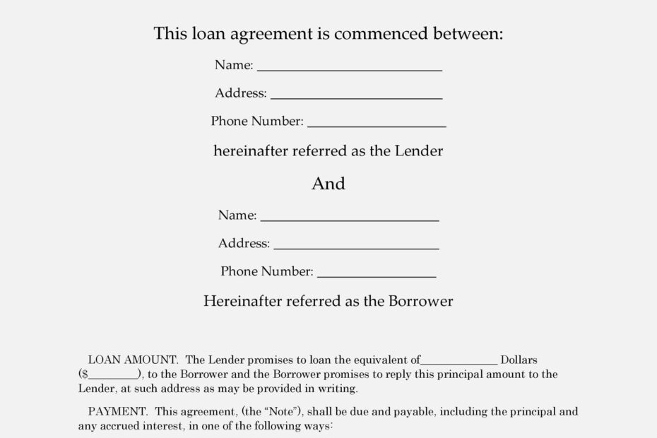 40 Free Loan Agreement Templates Word PDF Template Lab