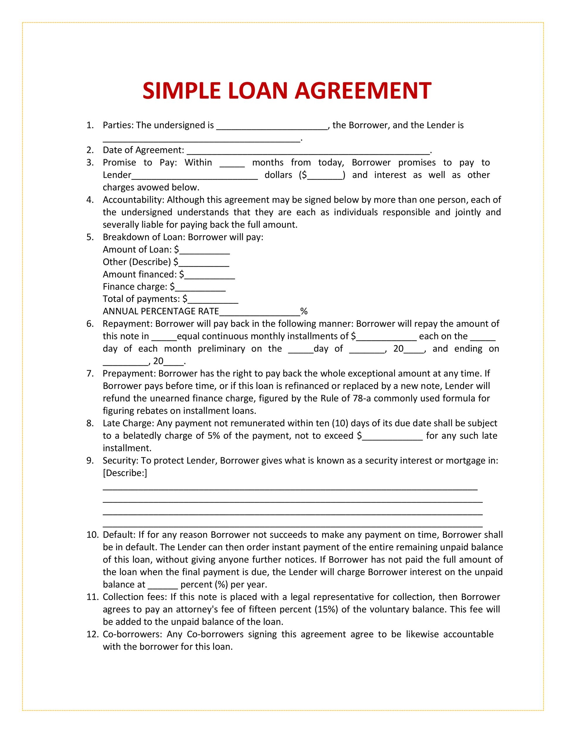 40 Free Loan Agreement Templates Word PDF Template Lab