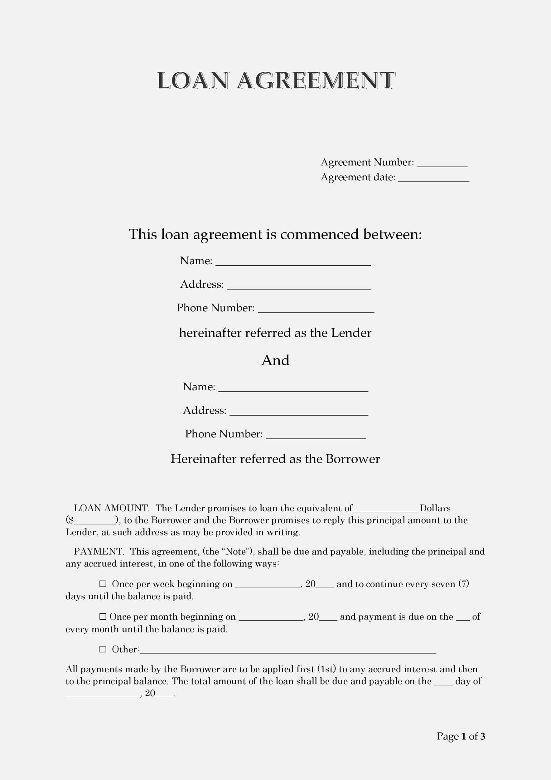 40 Free Loan Agreement Templates Word PDF Template Lab