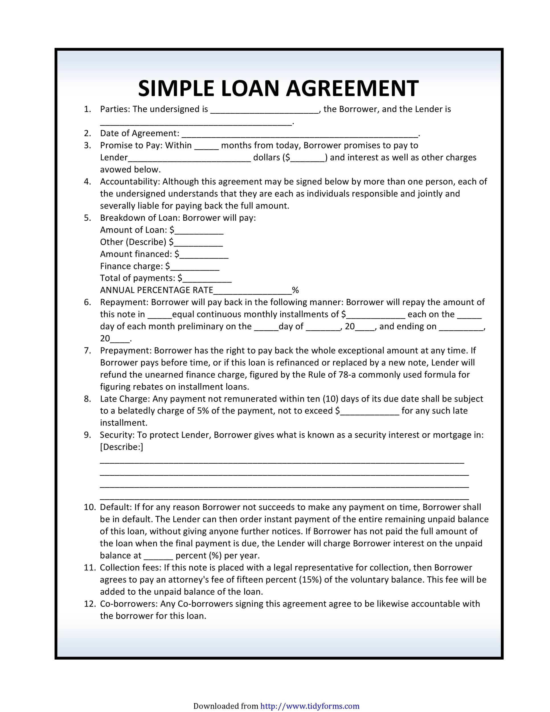 40 Free Loan Agreement Templates Word PDF Template Lab