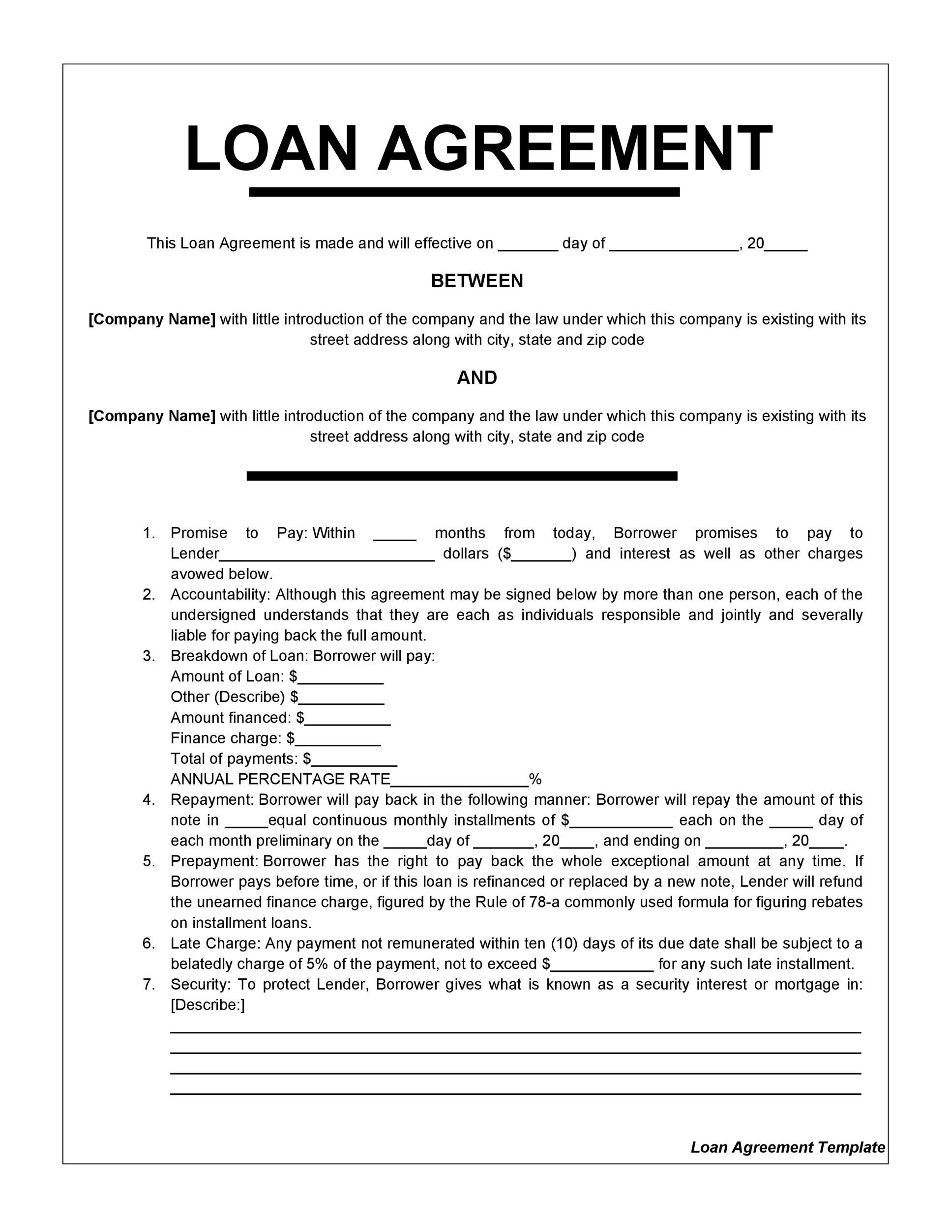40 Free Loan Agreement Templates Word PDF Template Lab