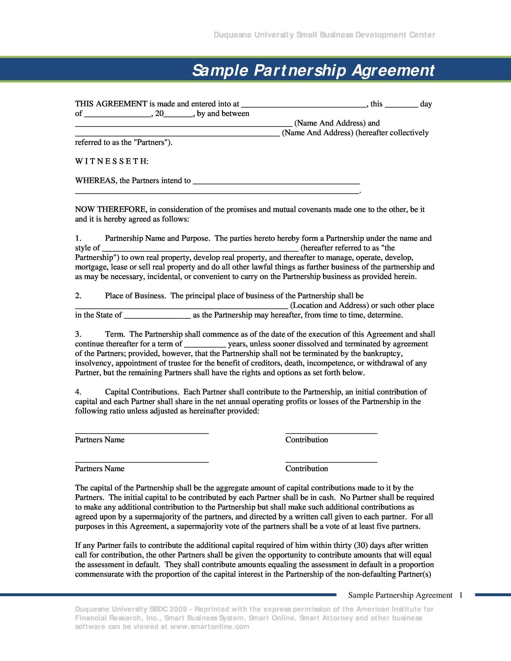 40 FREE Partnership Agreement Templates Business General 