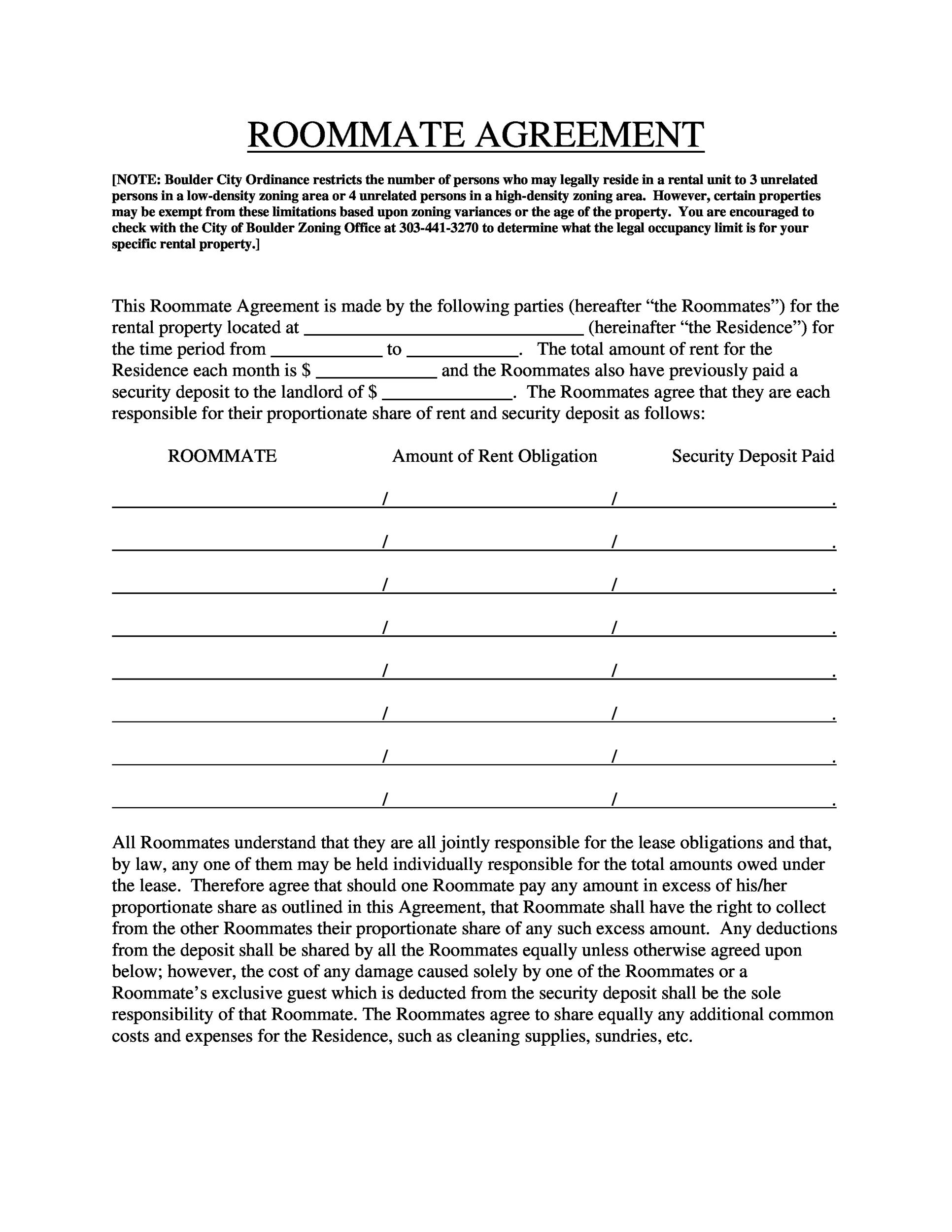 40 Free Roommate Agreement Templates Forms Word PDF 