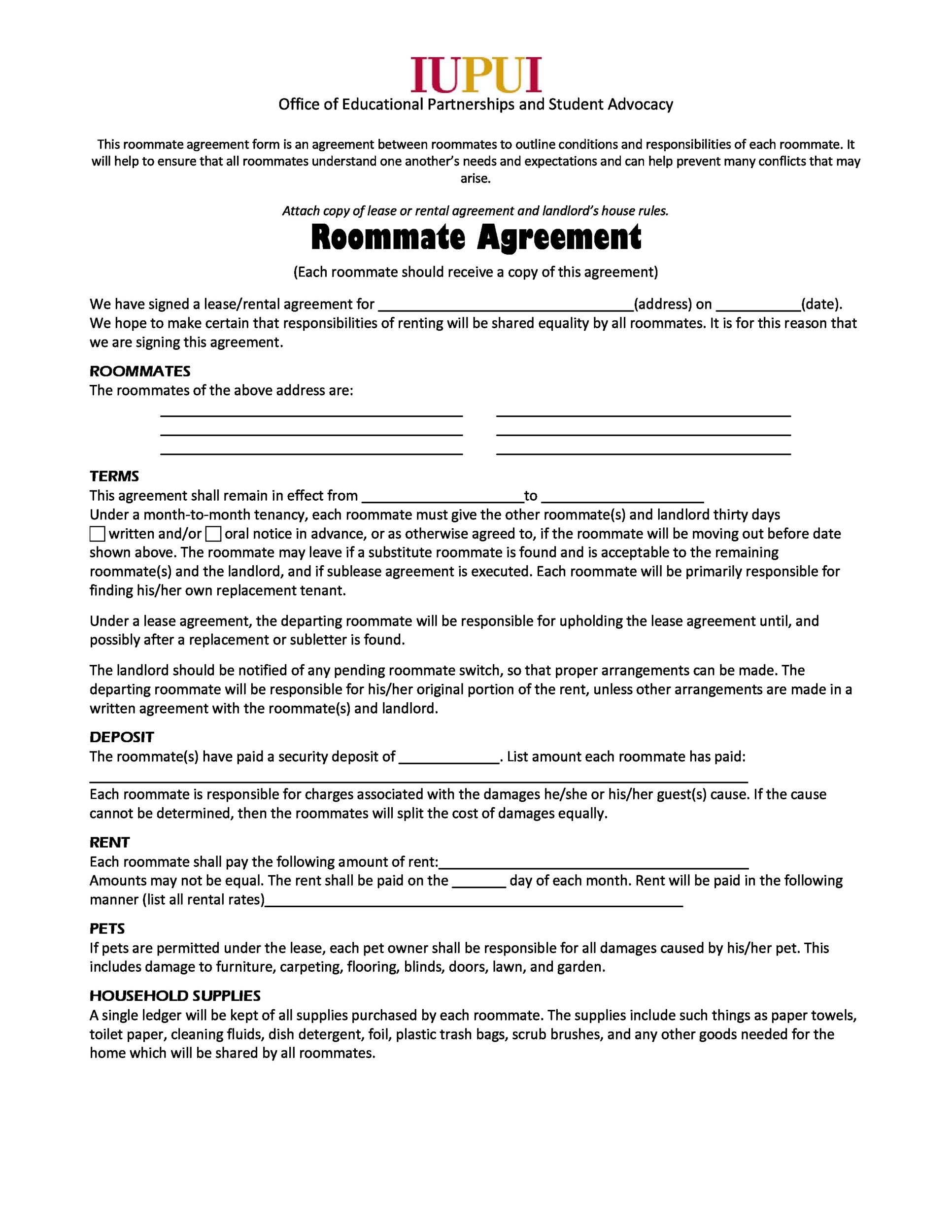 40 Free Roommate Agreement Templates Forms Word PDF 