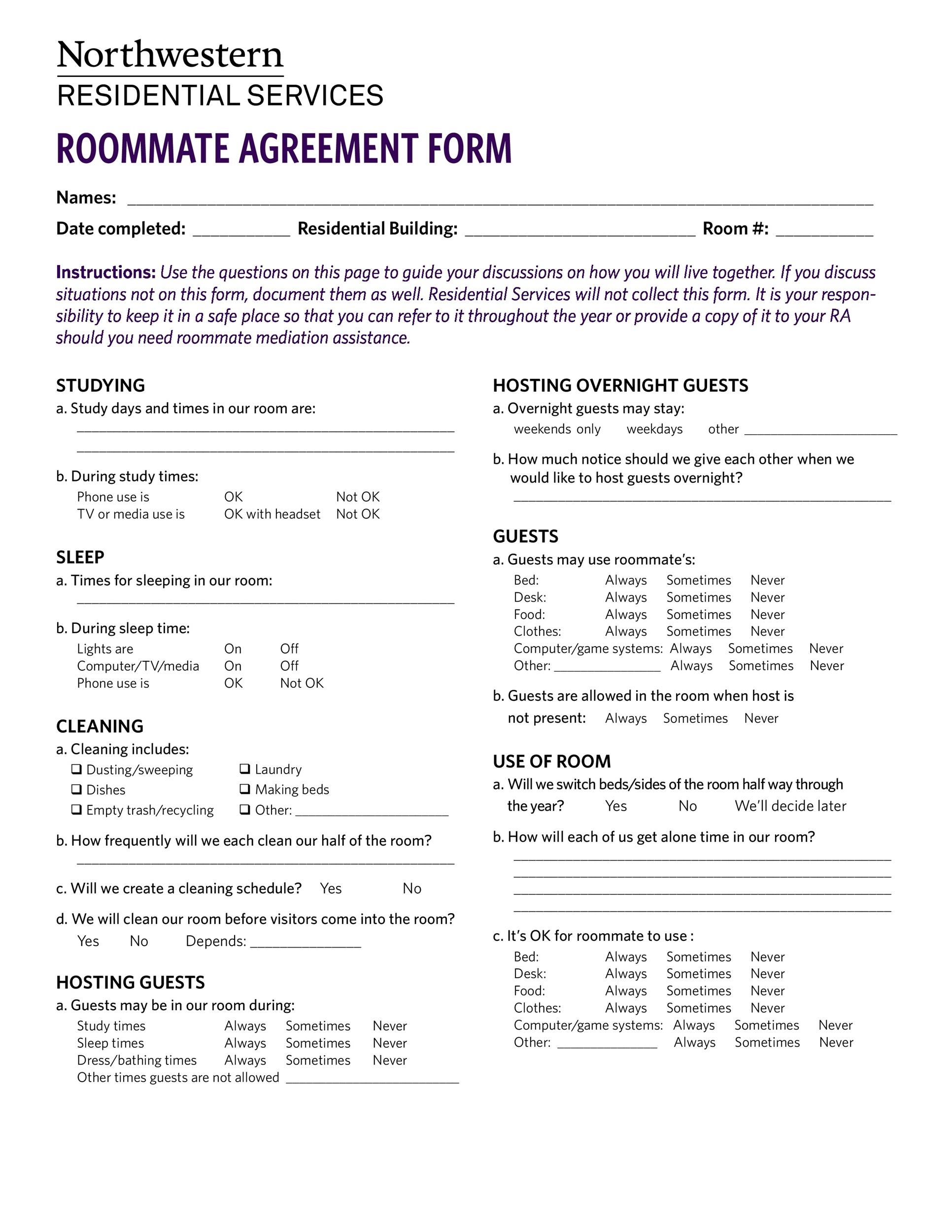 40 Free Roommate Agreement Templates Forms Word PDF 