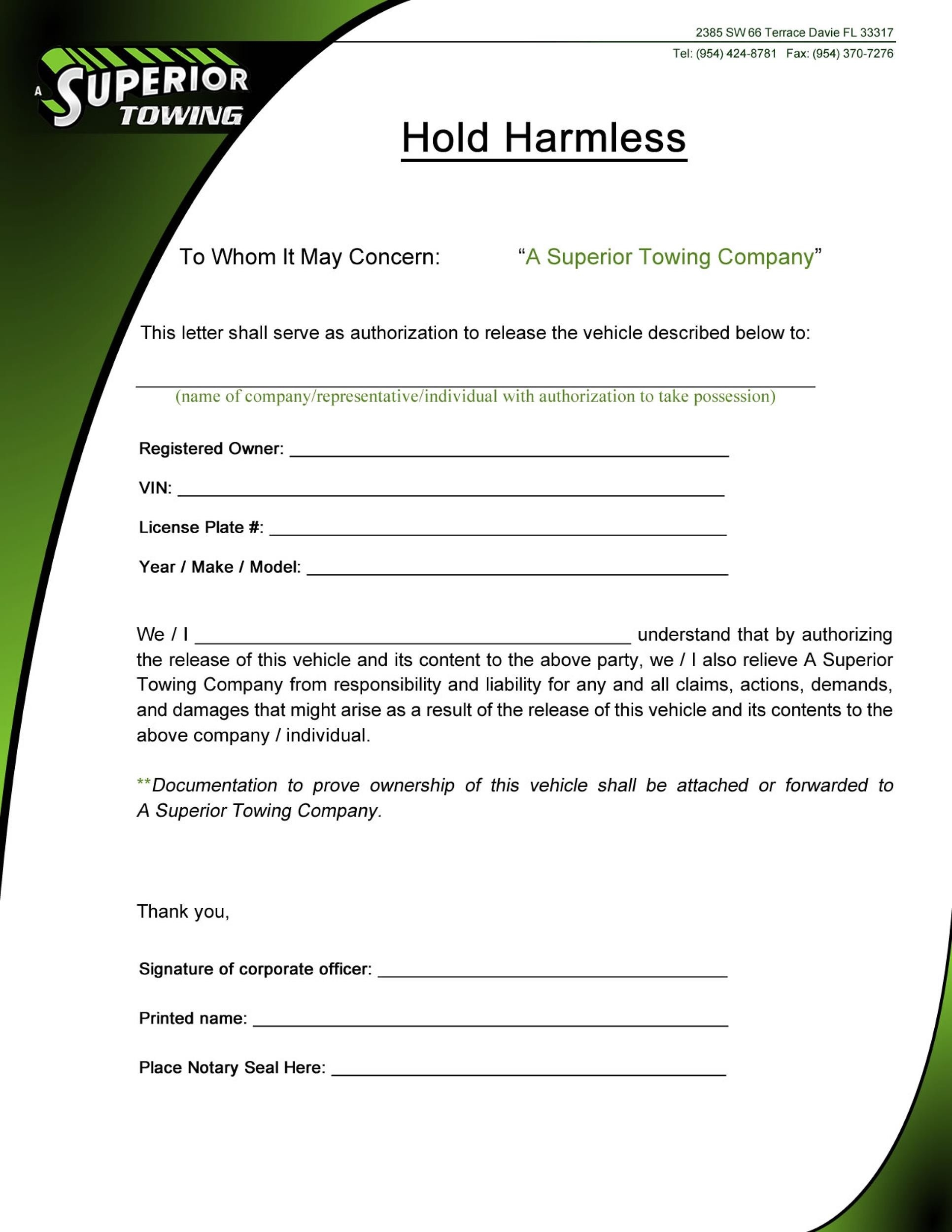 40 Hold Harmless Agreement Templates Free Template Lab