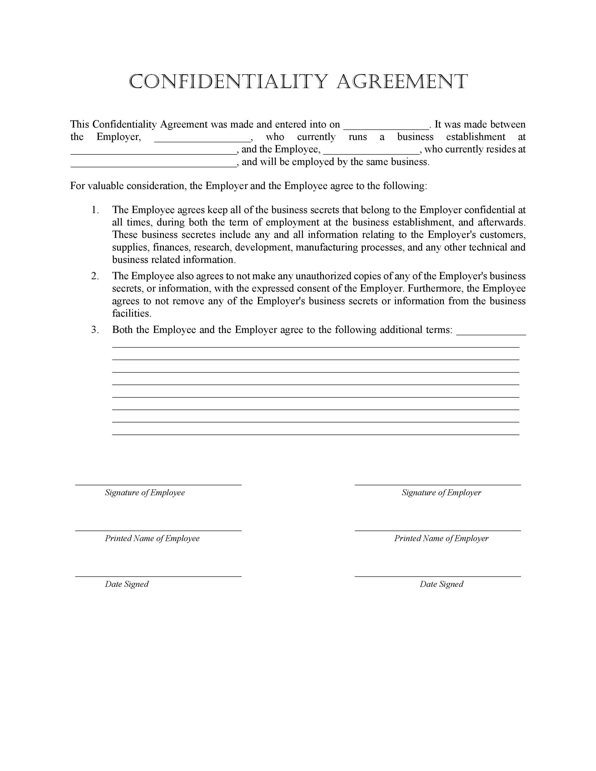 40 Non Disclosure Agreement Templates Samples Forms TemplateLab