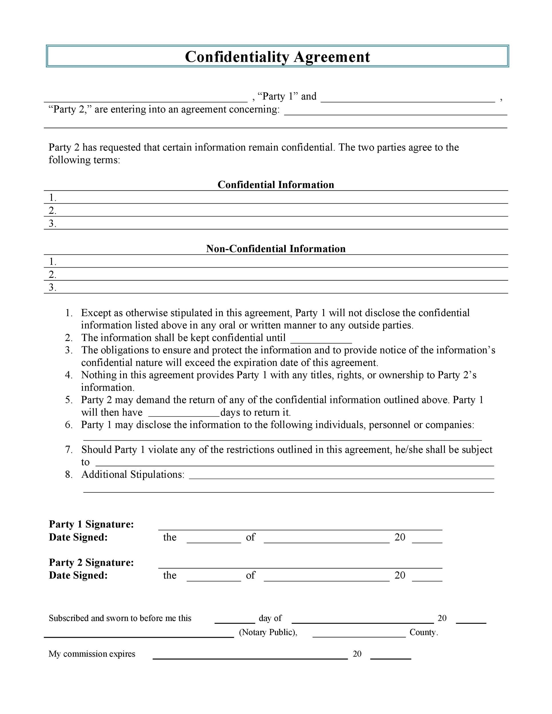 40 Non Disclosure Agreement Templates Samples Forms TemplateLab