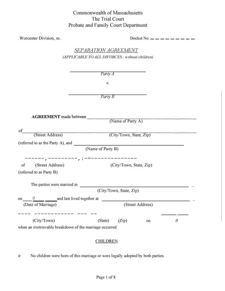 42 Printable Divorce Agreement Templates Word 