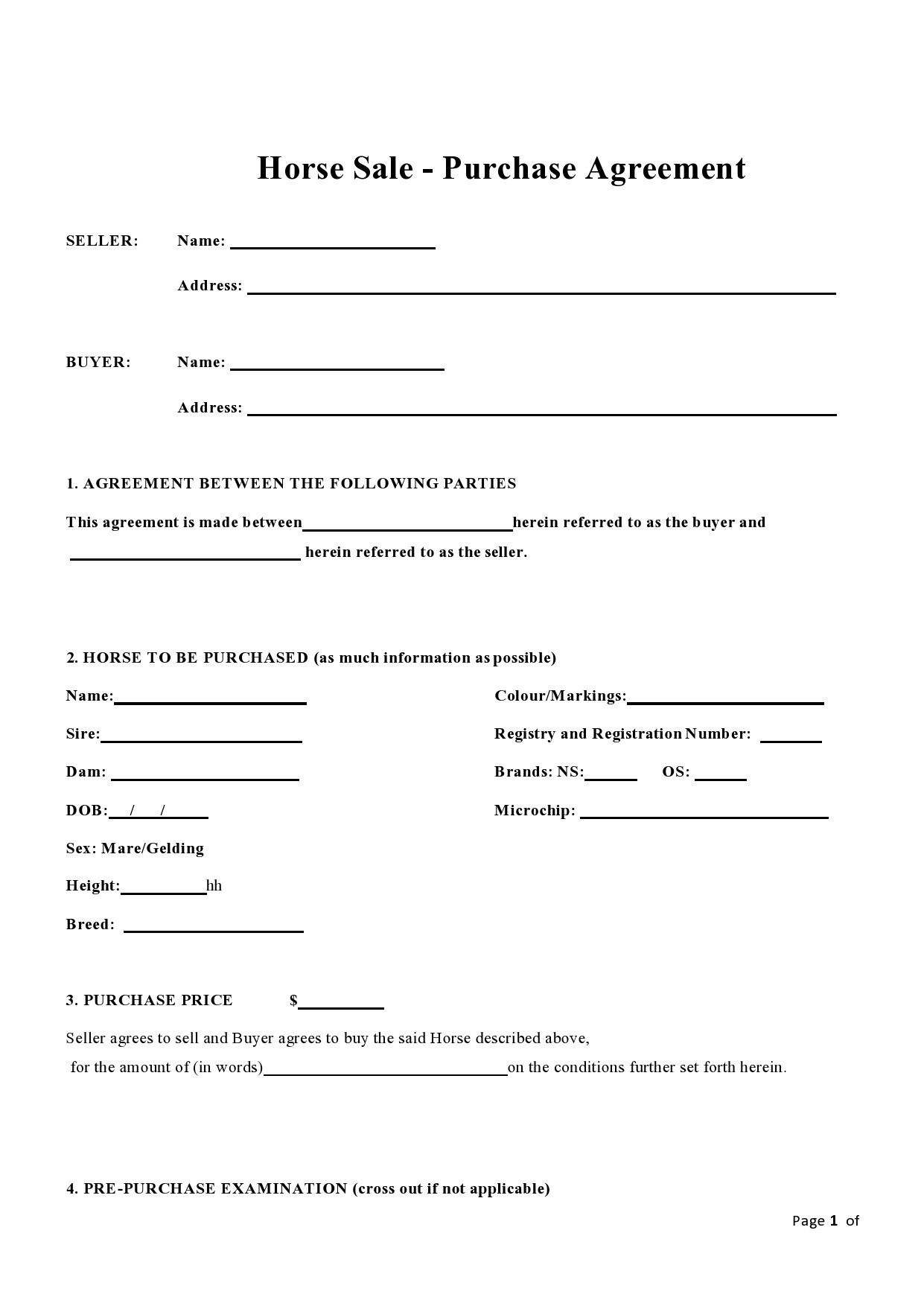 42 Printable Horse Bill Of Sale Forms Templates TemplateLab