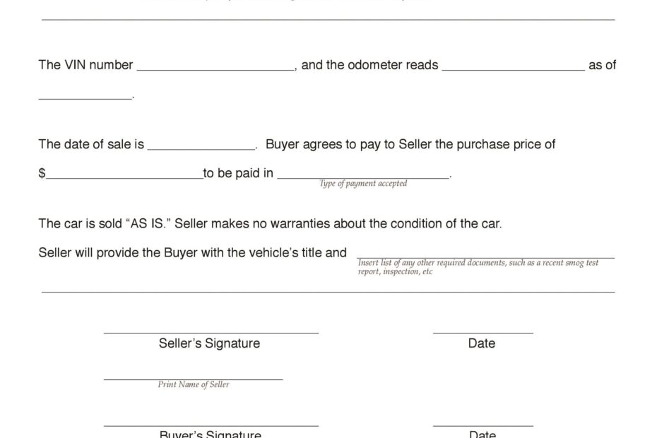 42 Printable Vehicle Purchase Agreement Templates TemplateLab