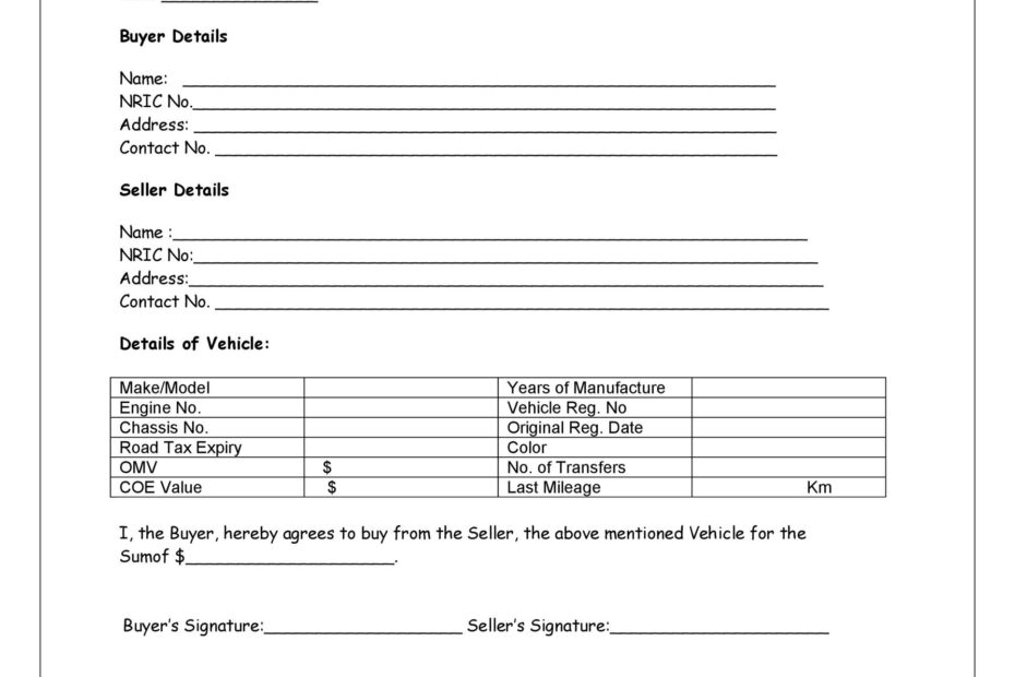 42 Printable Vehicle Purchase Agreement Templates TemplateLab