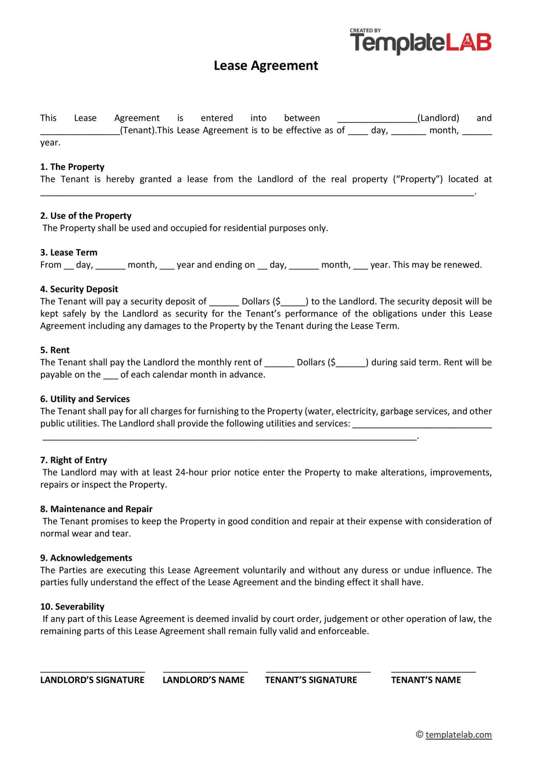 44 Free Residential Lease Agreement Templates Word PDF 
