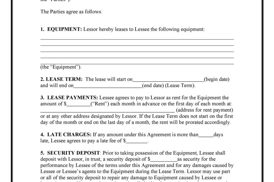 44 Simple Equipment Lease Agreement Templates TemplateLab