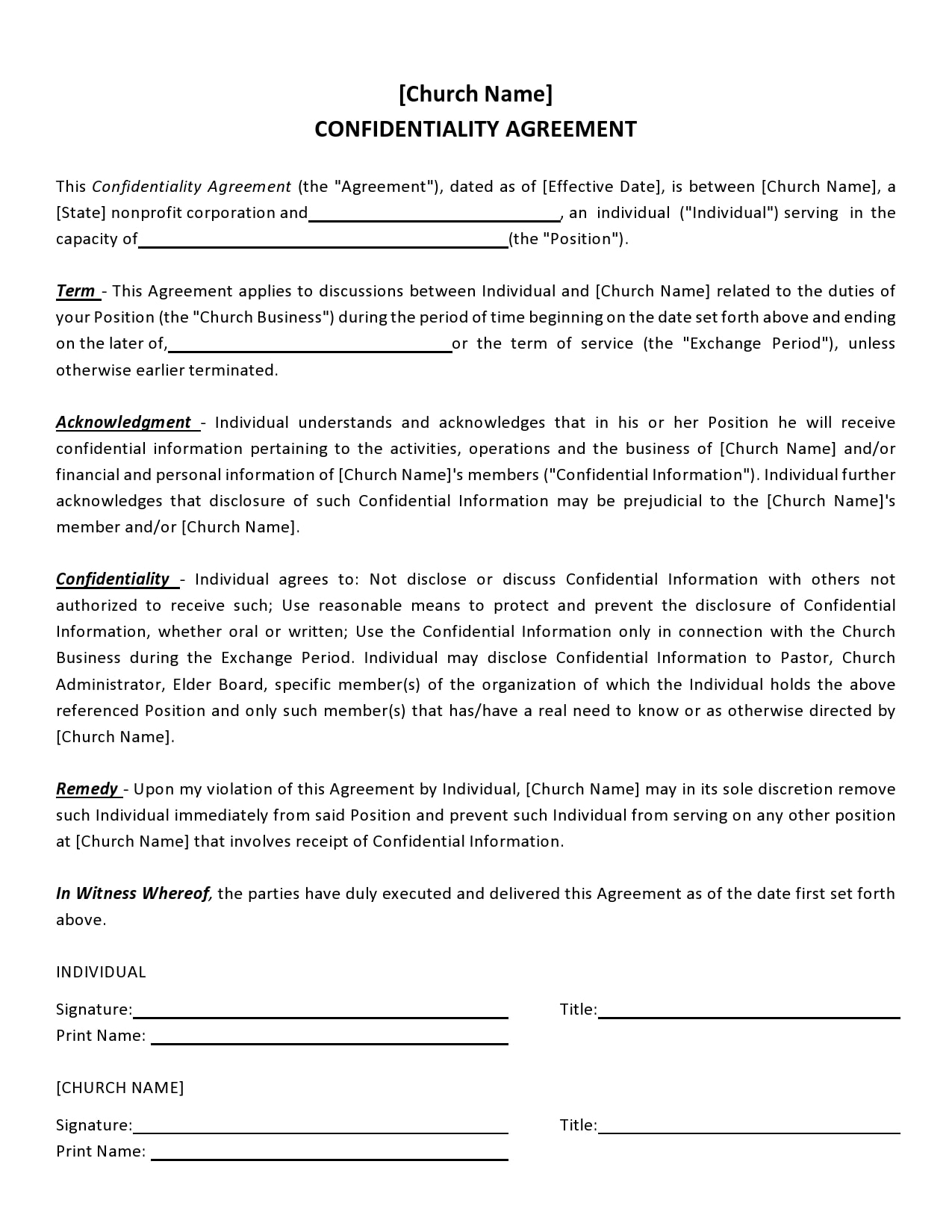 45 Free Confidentiality Agreement Templates NDA TemplateArchive