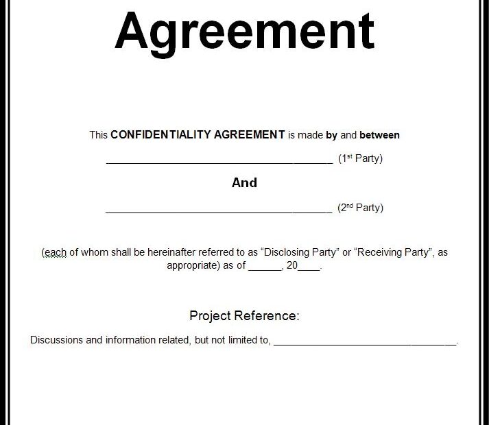 5 Confidentiality Agreement Forms Free Agreement Templates