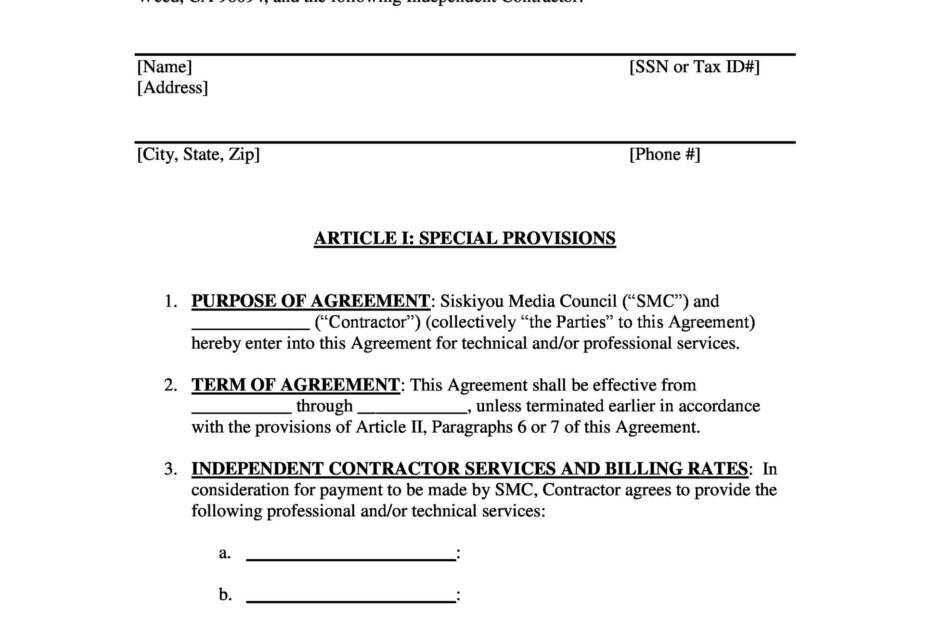 50 FREE Independent Contractor Agreement Forms Templates