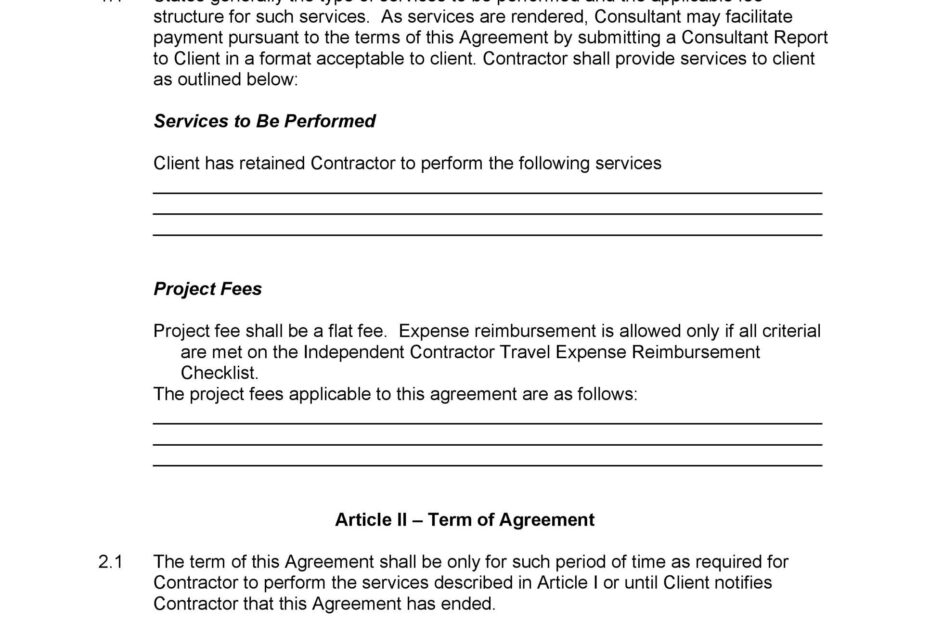 50 FREE Independent Contractor Agreement Forms Templates