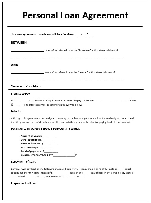9 Free Sample Loan Agreement Templates Printable Samples