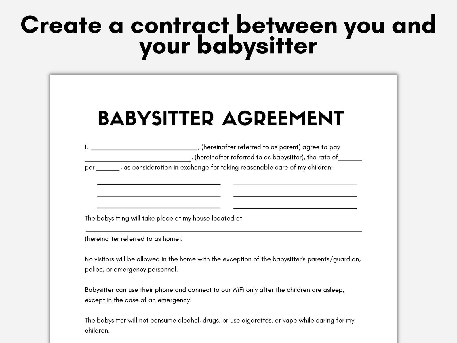 Babysitting Contract Template Nanny Services Contract Agreement 