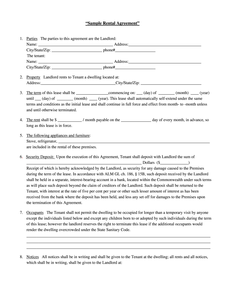 Basic Rental Agreement In Word Fill Online Printable Fillable 