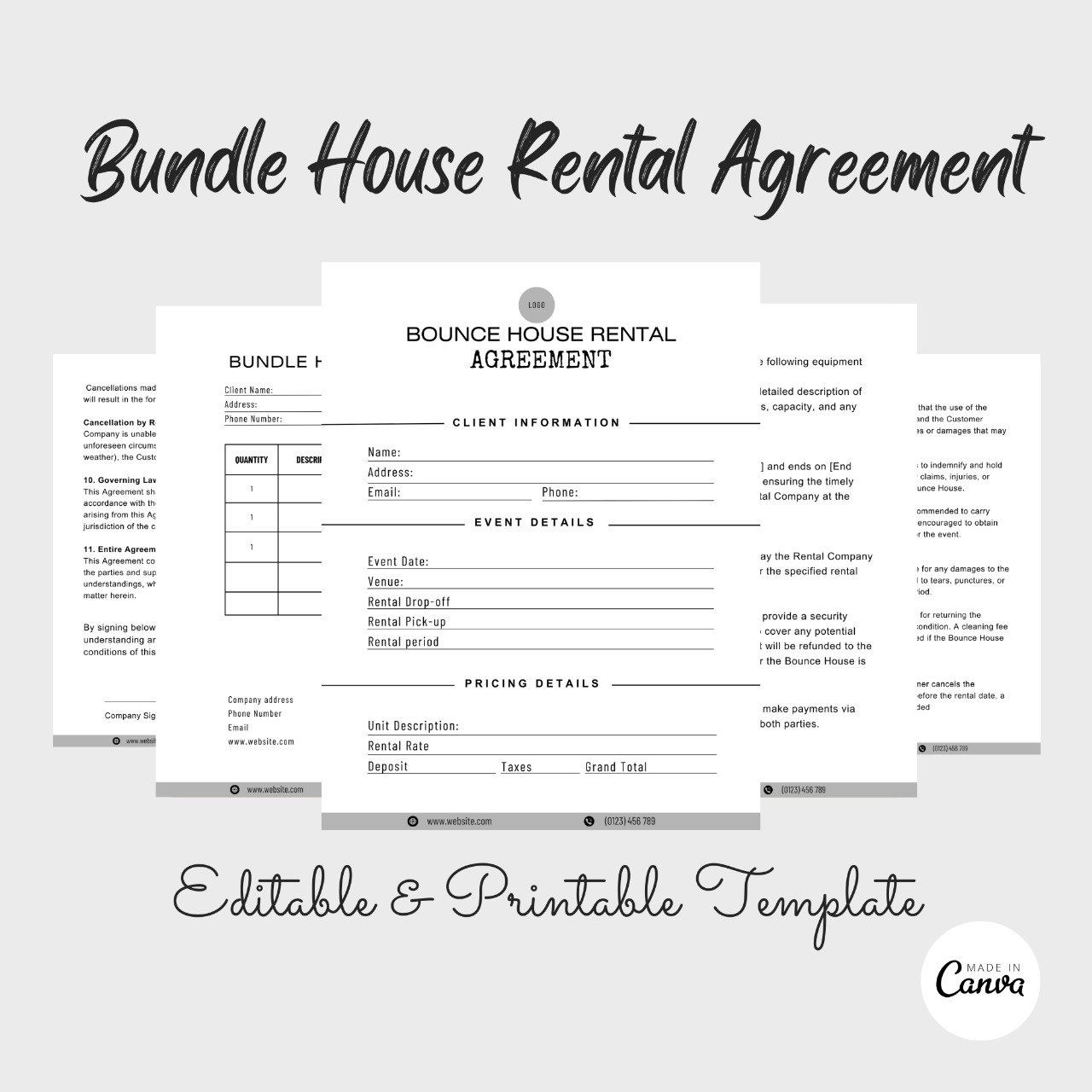 Bounce House Rental Agreement Inflatable Bounce House Contract Bounce 