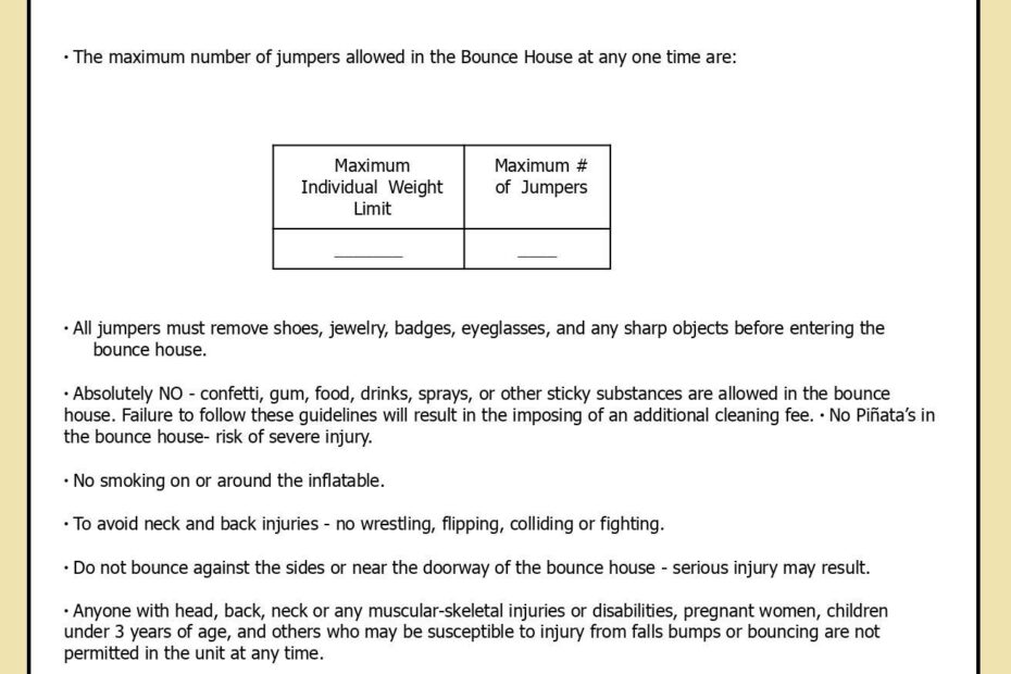 Bounce House Rental Agreement Inflatable Rental Contract Etsy UK