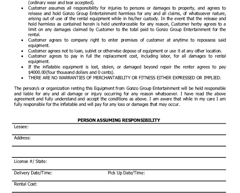 Bounce House Rental Agreement Template Free Fill Out Sign Online