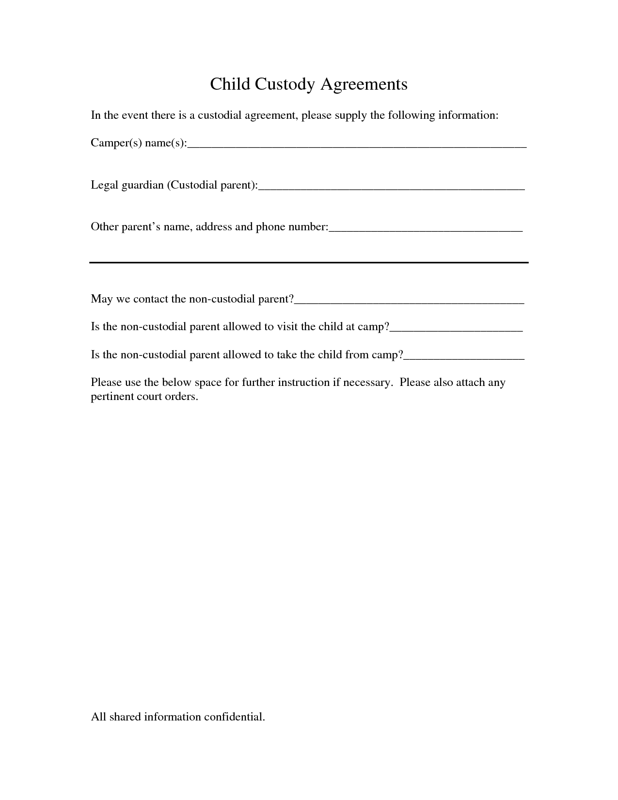 Child Custody Agreement Template