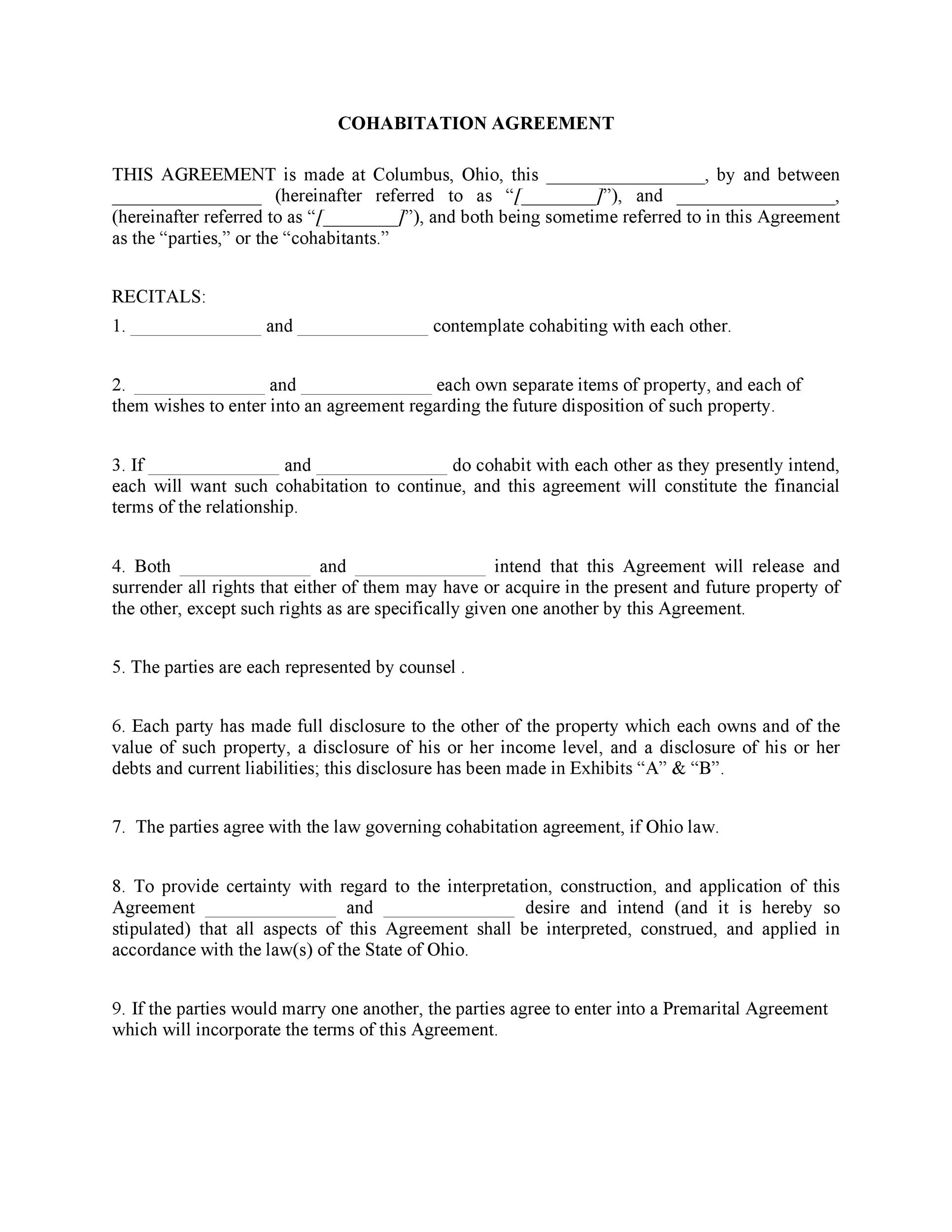 Cohabitation Agreement 30 Free Templates Forms TemplateLab
